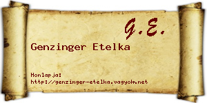 Genzinger Etelka névjegykártya